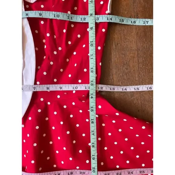 Stop Staring! Red & White Polka Dot Retro Style Dress Size Small - Picture 8 of 11